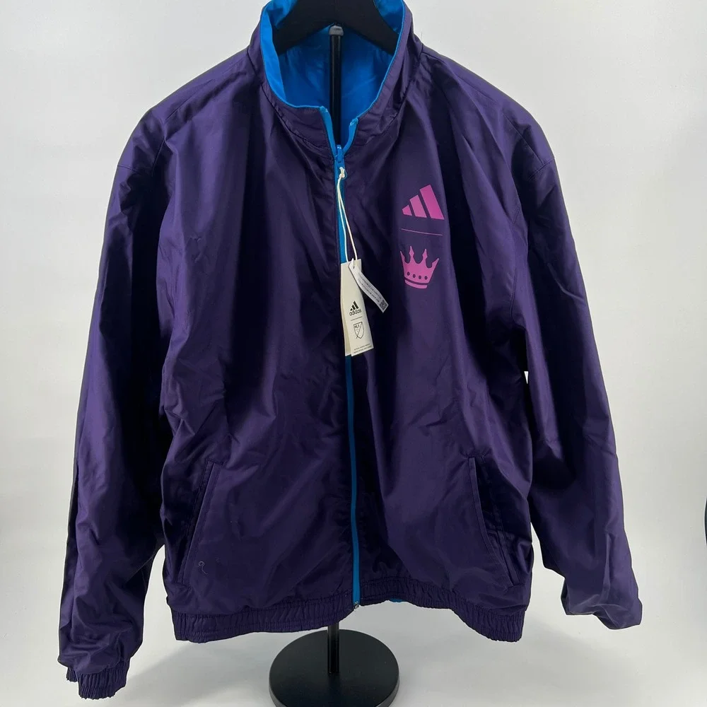 Adidas‎ Charlotte Football Club Reversible Jacket Mens L Blue Purple Soccer New